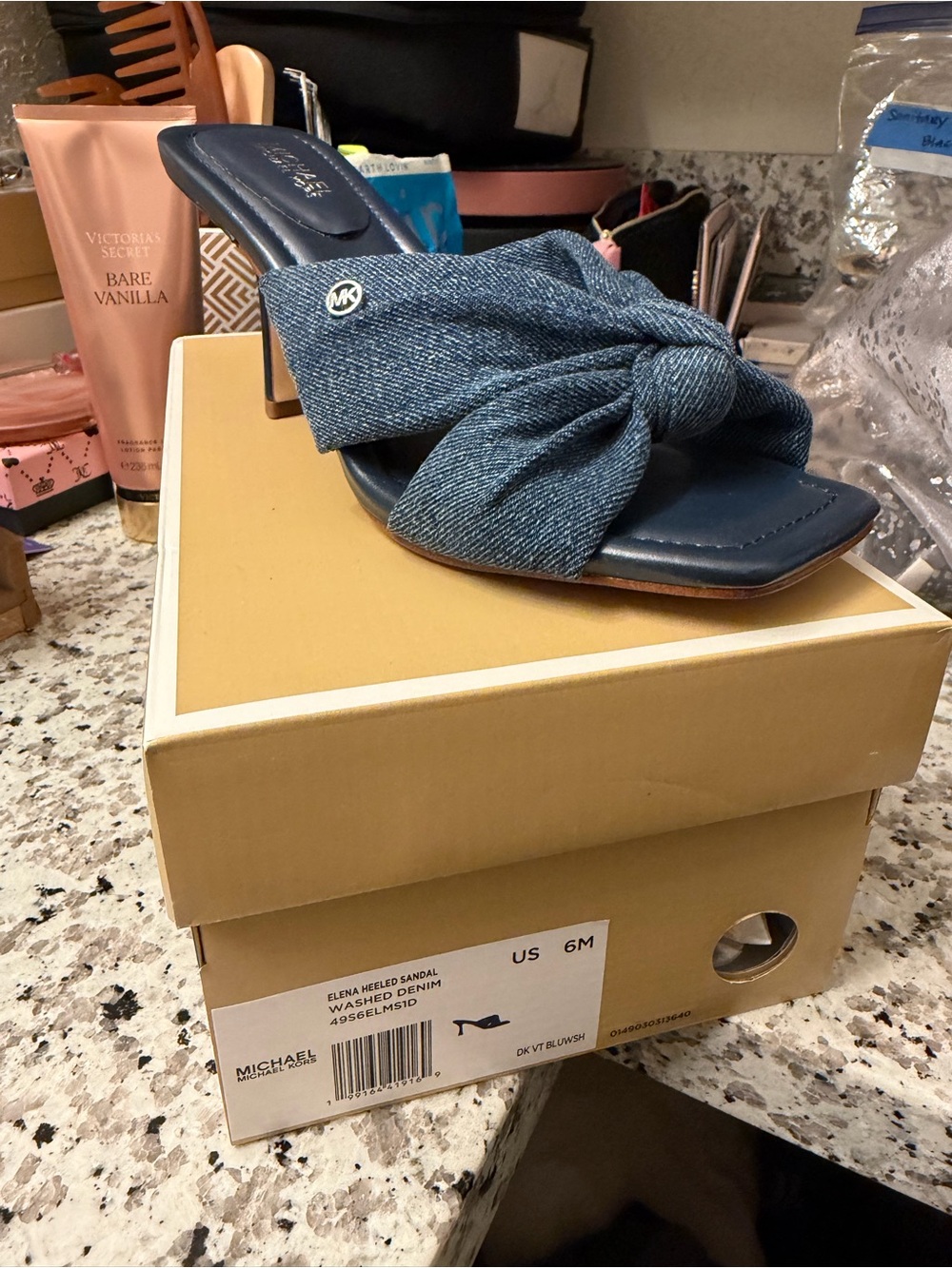 Michael Kors Denim Knot Slide Heel in Blue